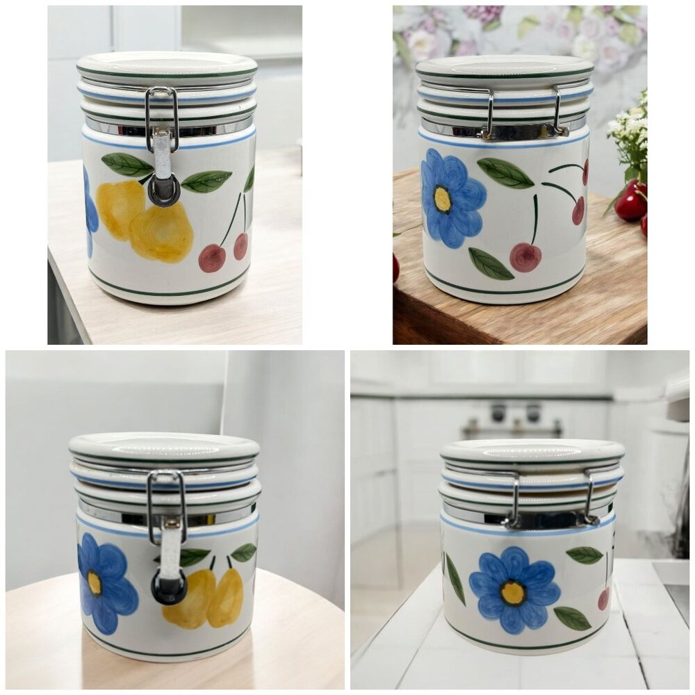 Vintage Certified International Set of 2 Ceramic Canisters/Cookie Jars Sealed Li